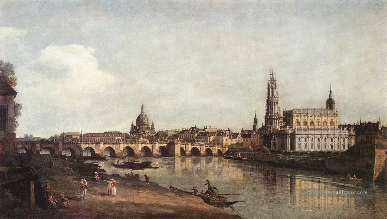 Vue De Dresde De La Rive Droite De L’Elbe Avec Le Pont Augustus Urbain Bernardo Bellotto Peintures à l'huile